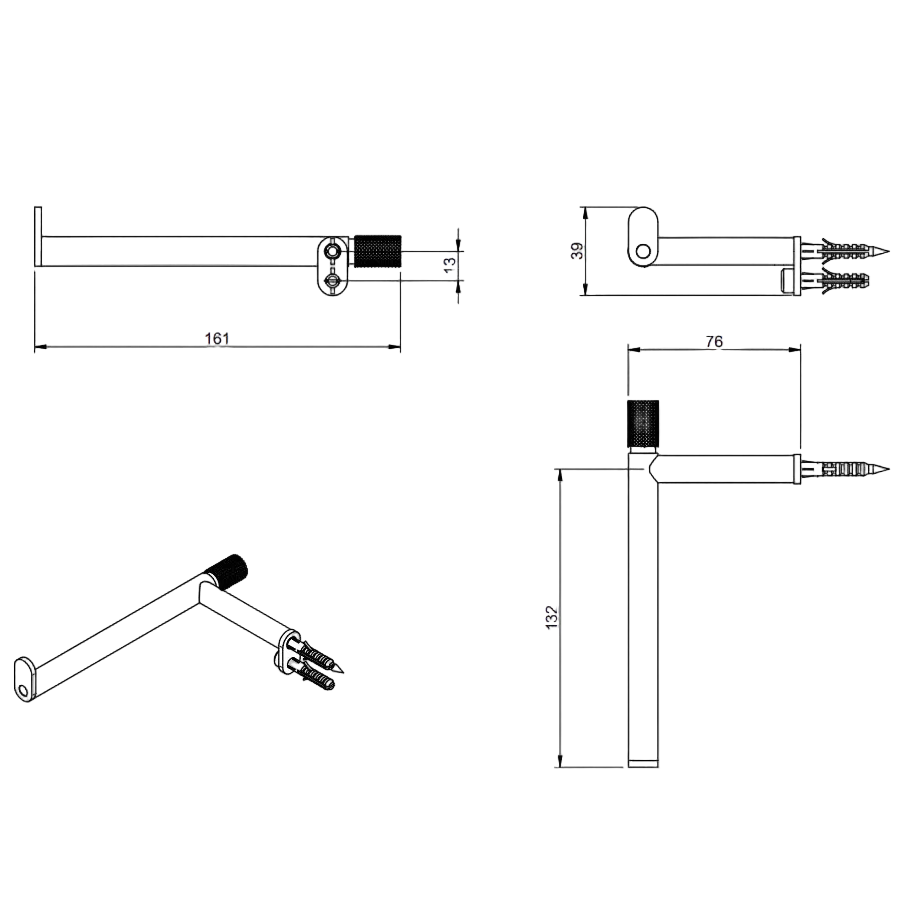Toilettenpapierhalter aus Edelstahl - 22mm