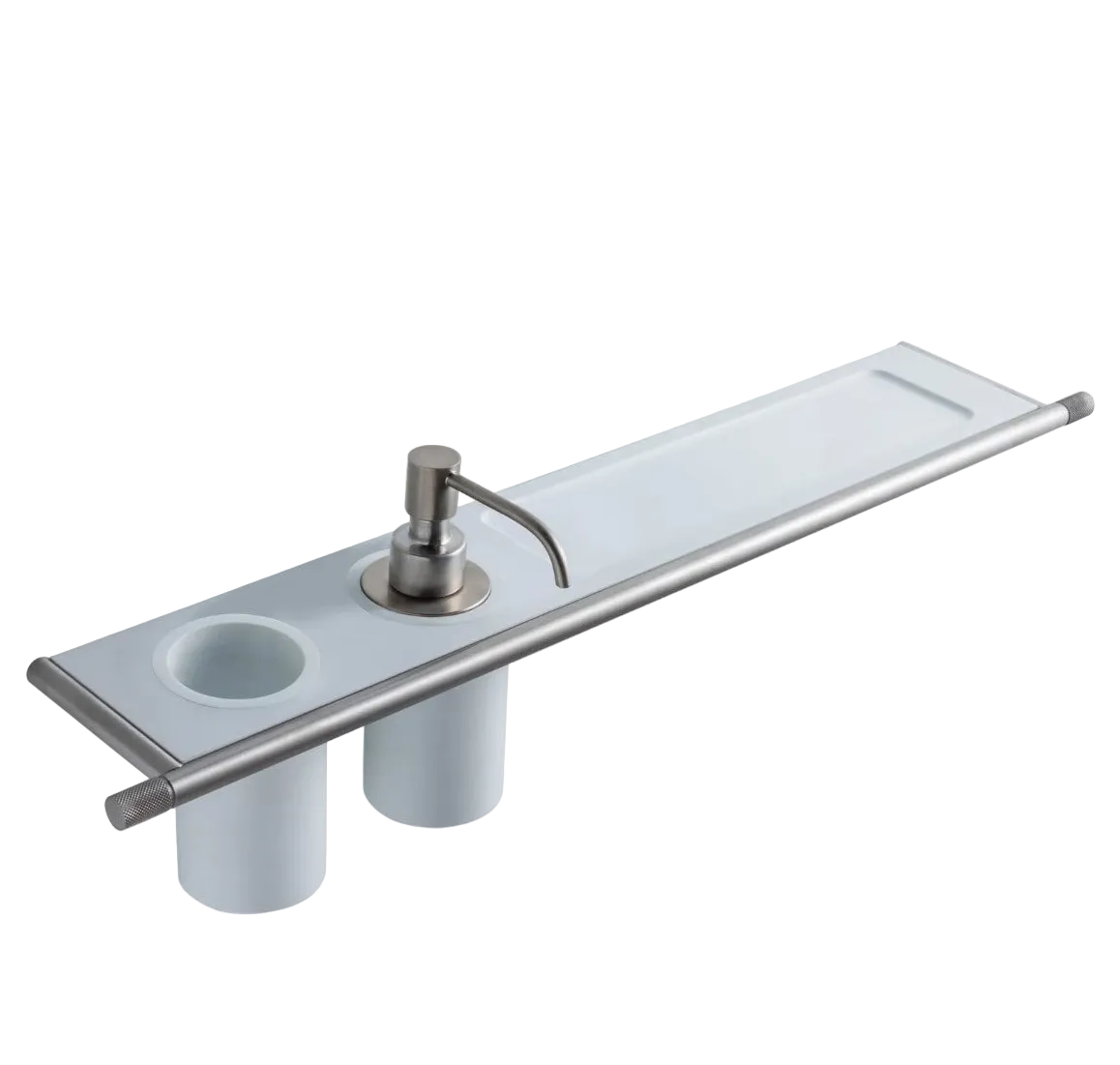 Seifenspender mit Glashalter & Ablage aus Edelstahl - 22mm