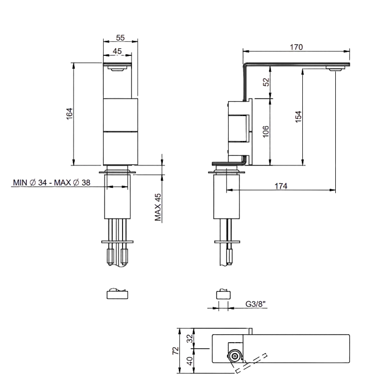 Waschtischarmatur 2-Griff - 5mm