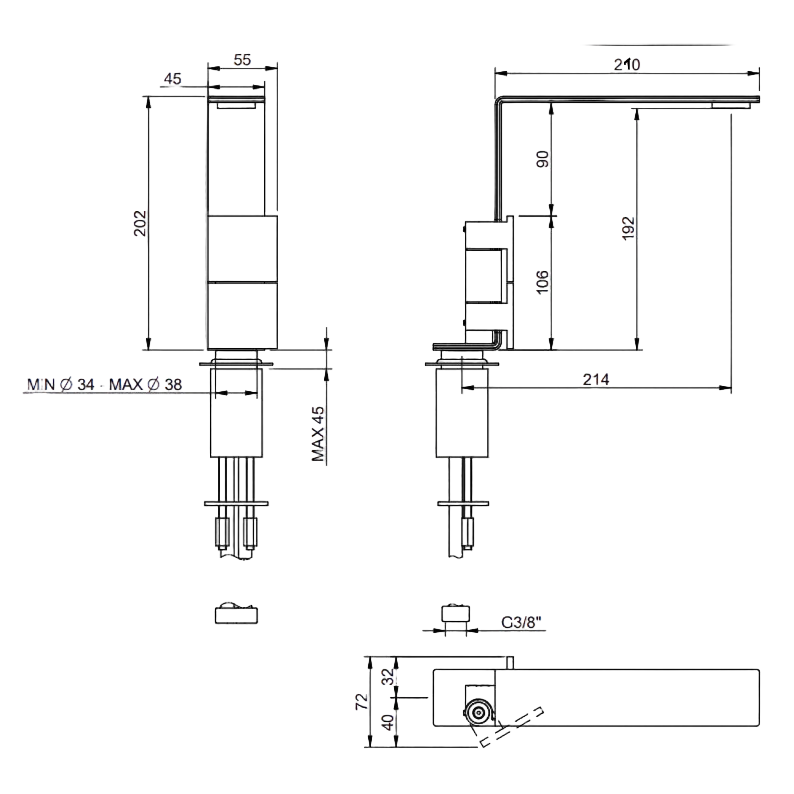 2-Griff Waschtischarmatur 192 - 5mm