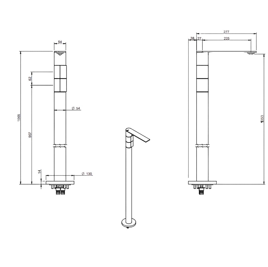 2-Griff Waschtisch Standarmatur 1050 - 5mm
