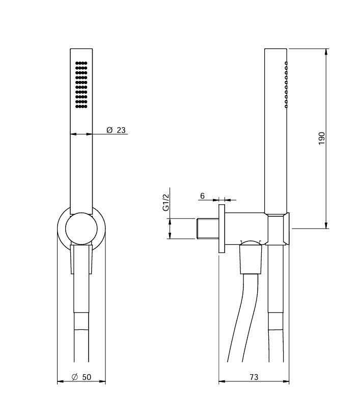 Treemme Duschset mit Handbrause & Wandhalter Chrom – 1,5 m | RWIT2705CC74
