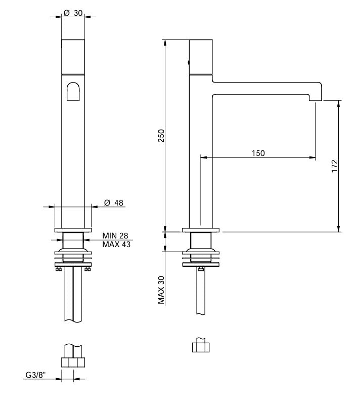 Treemme T30 Waschtischarmatur 172 mm – Einhebelmischer IT5B27CCZTZZ