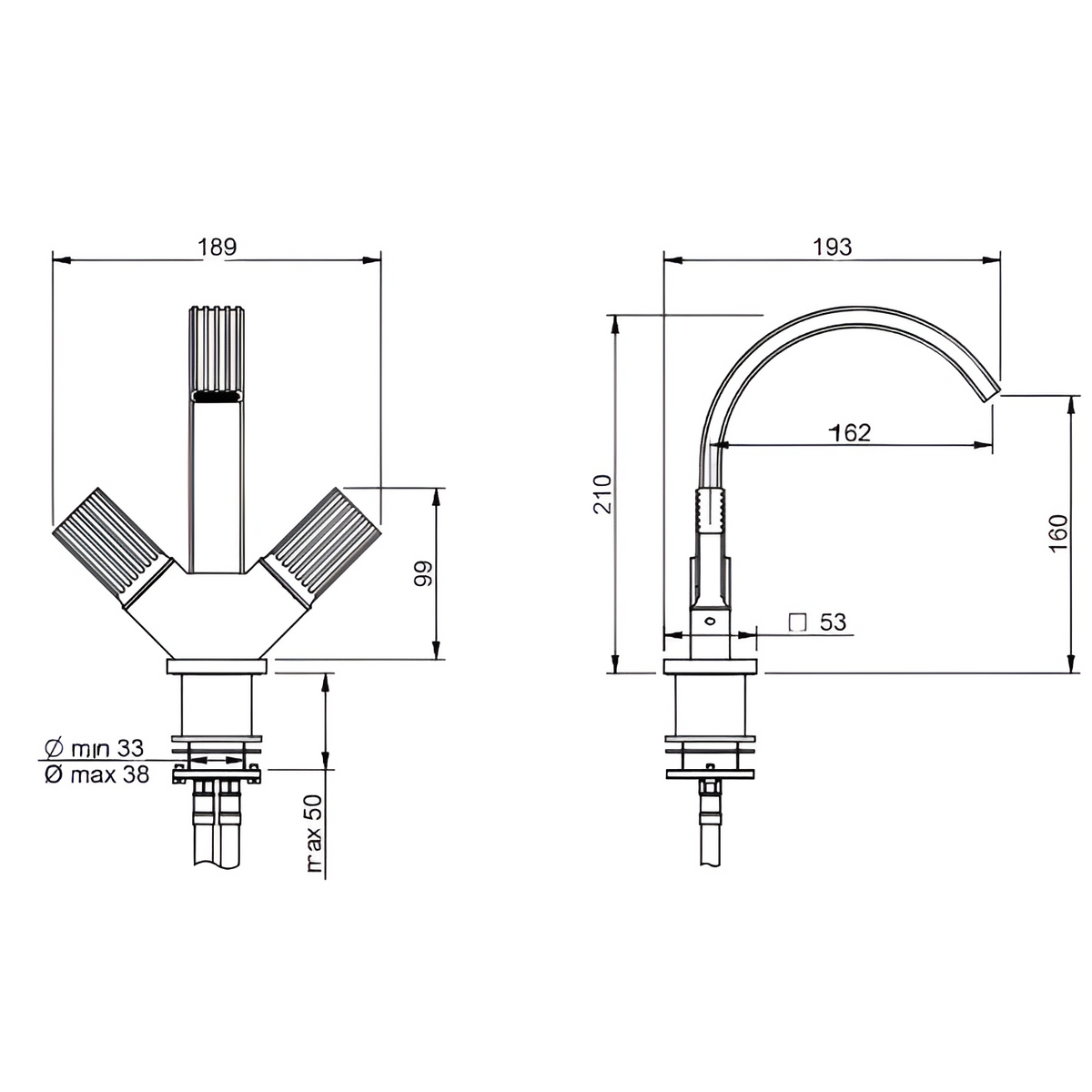 Bidet Einlochbatterie aus Edelstahl - Kea